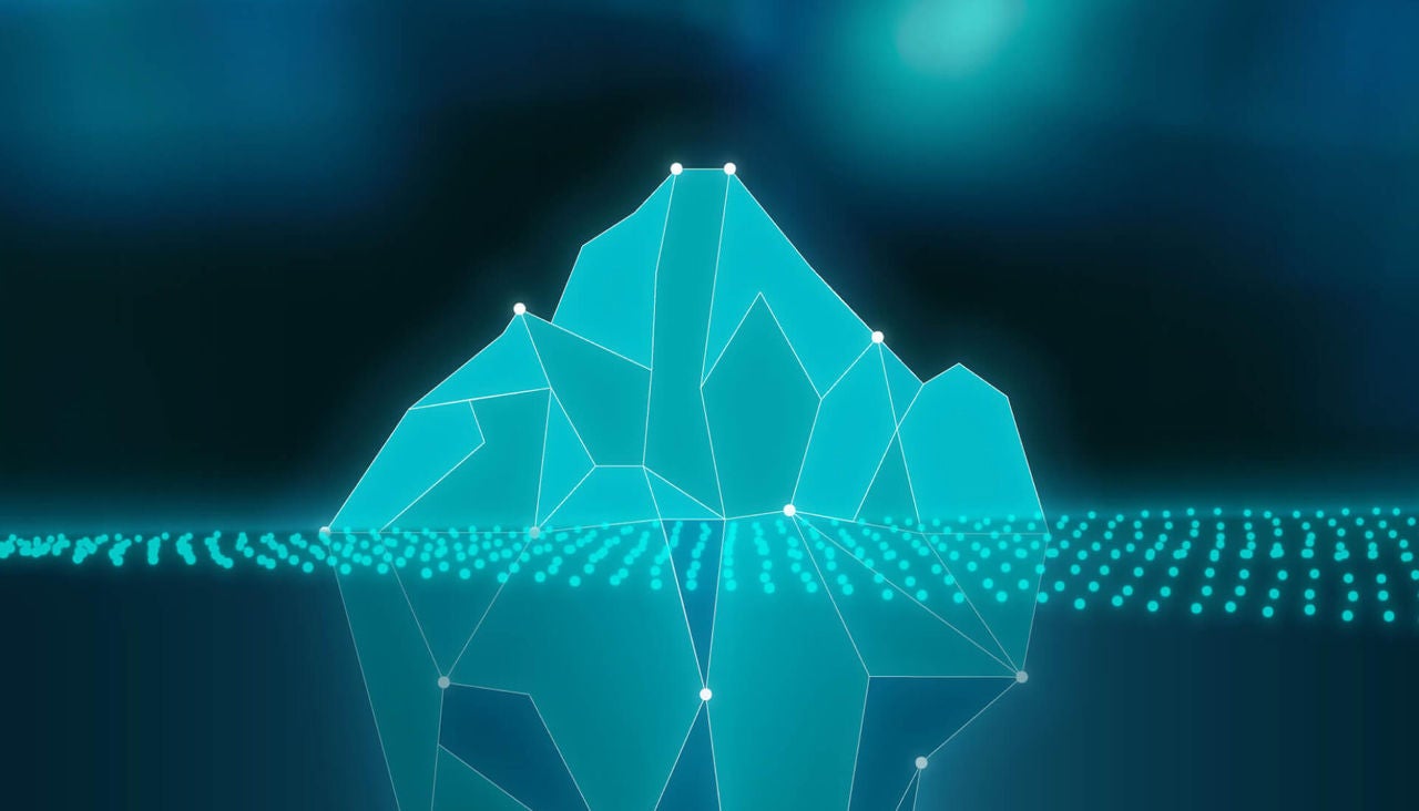 Geometirc Polaris iceberg in front of northern lights